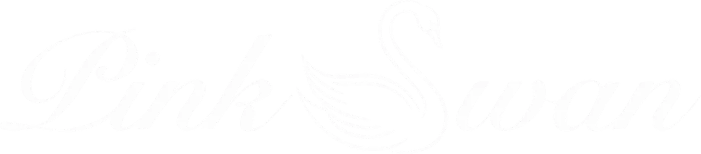 شعار Pink Swan الكتابي بالأبيض